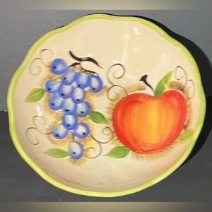 Lorren Home Trends Round Serving Bowl Dish Fruit Collection 11”W X 3”H *NICE*